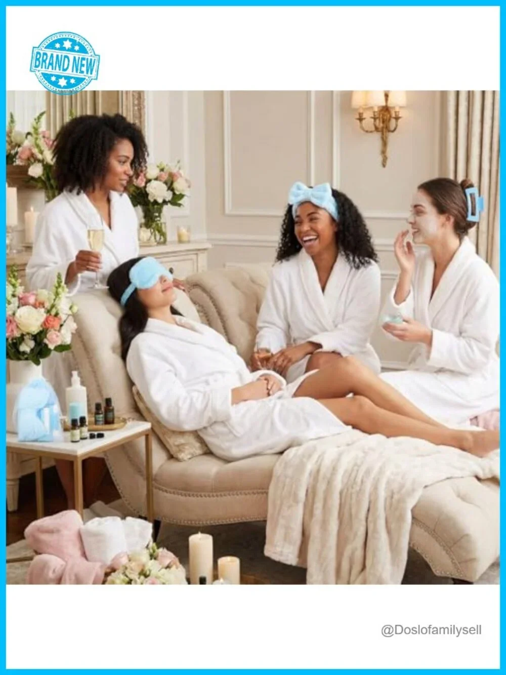 48-Piece Spa Party Sleepover Set Headbands Eye Masks Claw Clips Organza Bags